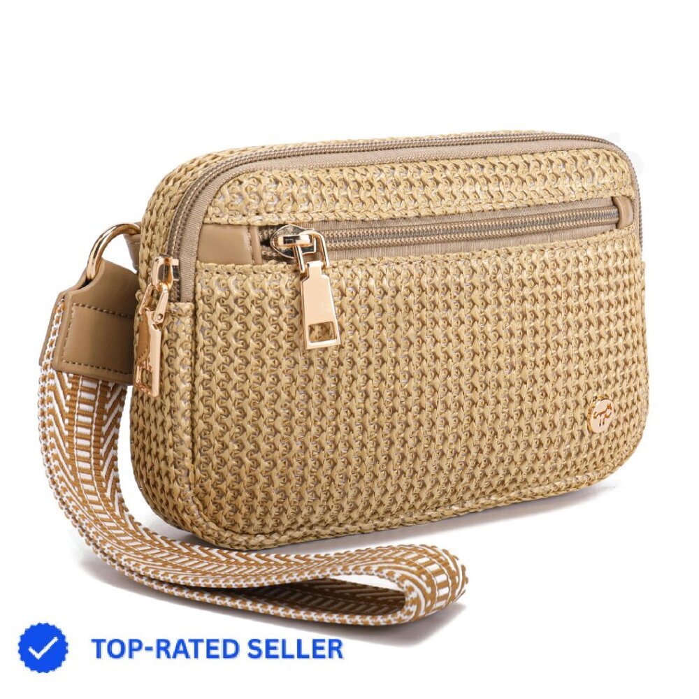 Straw Clutch Purse Wristlet Woven Boho Chic Summer Beach Bag Vacation Essentials